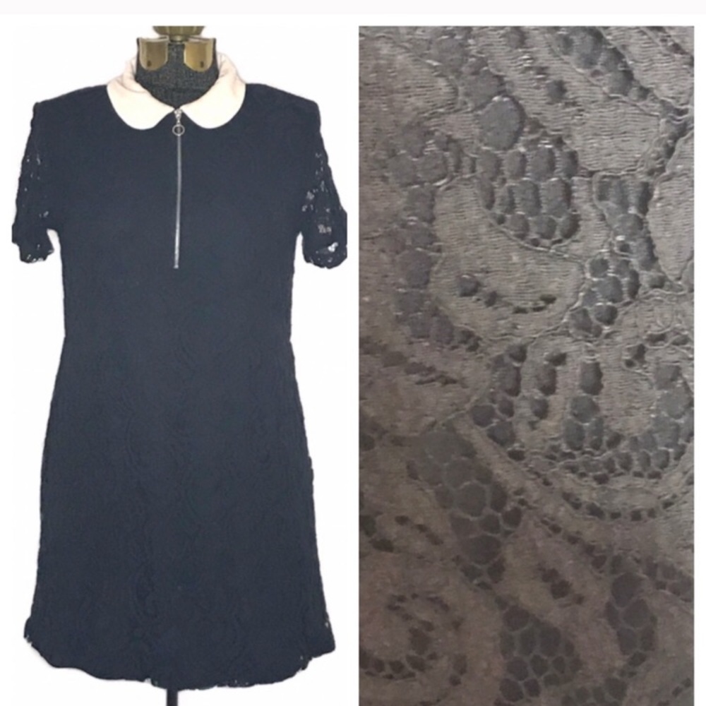 Zara Peter Pan collar black lace mini dress